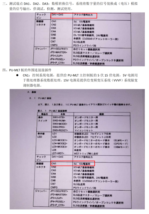 东芝CV320电梯PU-MLT主板界面的描述(图6)