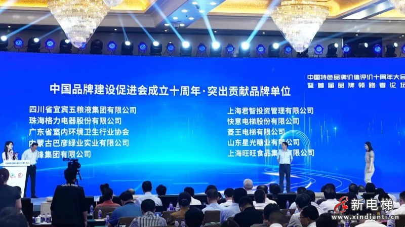 菱王电梯荣获“突出贡献品牌单位”荣誉，实力助推中国品牌建设(图1)