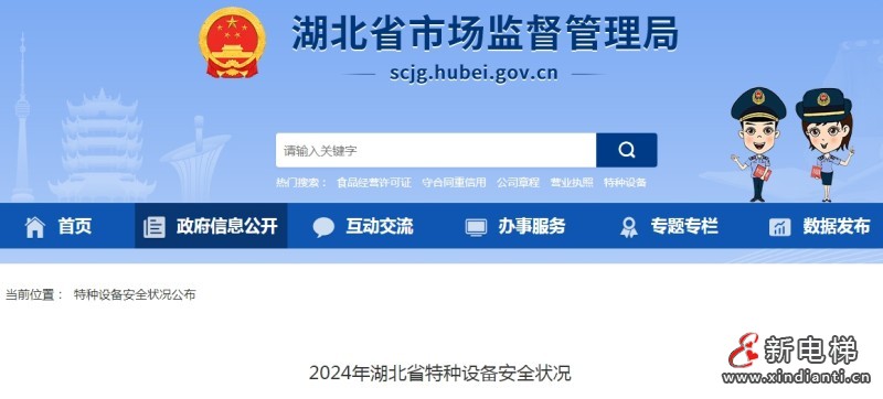 湖北省市监局发布了2024年湖北省特种设备安全状况 全省拥有电梯415684台，电梯事故2起