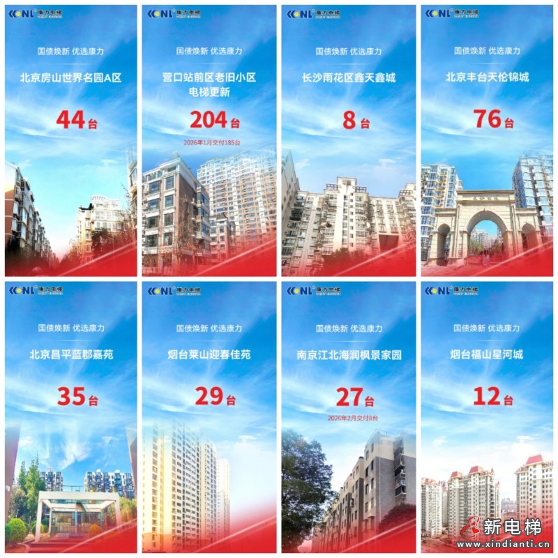 焕新梯·迎新年 | 康力电梯多地集中交付国债更新电梯