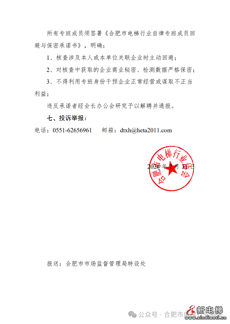 安徽合肥发布：关于成立合肥市电梯行业自律工作专班的通知(图4)